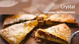  Presentation with meat food - Beautiful PPT theme featuring cream sauce closeup food backdrop and a coral colored foreground