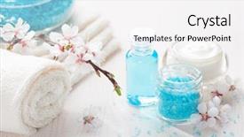  Presentation with salt - Slide set featuring cream shower gel and flowers background and a white colored foreground
