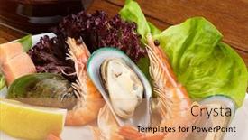  Presentation with salmon - Colorful slide set enhanced with cream soup with salmon backdrop and a coral colored foreground