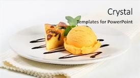  Presentation with ice cream cake - Audience pleasing theme consisting of cream with piece of cake backdrop and a white colored foreground
