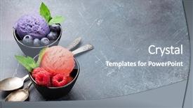  Presentation with ice cream - Audience pleasing presentation theme consisting of cream with raspberry and blueberry backdrop and a gray colored foreground
