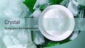  Presentation with ointment cream - Amazing PPT theme having creams ointment - jar of a cosmetic cream backdrop and a light blue colored foreground