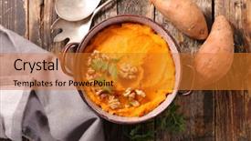  Presentation with sweet potato - Slide set with creamy - mashed sweet potato background and a gold colored foreground