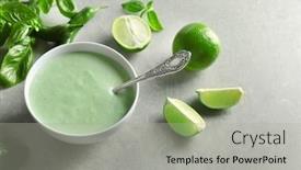  Presentation with taco - Audience pleasing presentation design consisting of creamy-avocado-lime-sauce backdrop and a light gray colored foreground