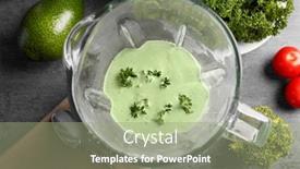  Presentation with taco - Slide deck with creamy avocado sauce for fish taco in blender on kitchen table background and a mint green colored foreground