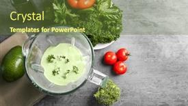  Presentation with taco - Theme with creamy avocado sauce for fish taco in blender on kitchen table background and a tawny brown colored foreground