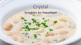  Presentation with mushroom - Beautiful slide deck featuring creamy-bean-soup-with-mushroom backdrop and a sky blue colored foreground