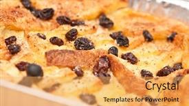  Presentation with pudding - Colorful slide deck enhanced with creamy bread and butter backdrop and a yellow colored foreground