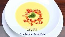  Presentation with cauliflower - Colorful theme enhanced with creamy cauliflower soup with bacon backdrop and a sky blue colored foreground