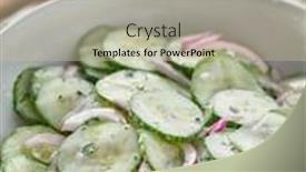  Presentation with greek - Colorful presentation theme enhanced with creamy-cucumber-salad-with-greek backdrop and a soft green colored foreground