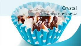  Presentation with cupcake - Beautiful PPT theme featuring creamy cupcake isolated on white backdrop and a sky blue colored foreground