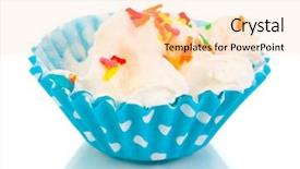  Presentation with cupcake - Cool new PPT layouts with creamy cupcake isolated on white backdrop and a lemonade colored foreground