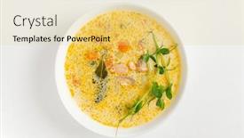  Presentation with celery - PPT theme with creamy-fish-soup-with-salmon background and a blonde colored foreground