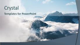  Presentation with glacier - Cool new PPT layouts with creamy fog covered the glacier backdrop and a sky blue colored foreground