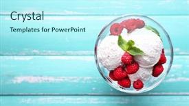  Presentation with ice cream - Amazing slides having creamy ice cream with raspberries backdrop and a cool aqua colored foreground