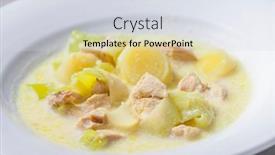  Presentation with leek soup - Slide deck consisting of creamy-leek-soup-with-chicken background and a sky blue colored foreground