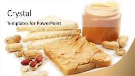  Presentation with peanut butter - PPT layouts consisting of creamy peanut butter and bread background and a white colored foreground