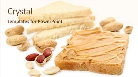  Presentation with peanut butter - Presentation theme having creamy peanut butter and bread background and a  colored foreground