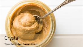  Presentation with peanut butter healthy spread - Amazing PPT theme having creamy peanut butter and peanuts backdrop and a yellow colored foreground