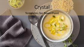  Presentation with leek soup - Slides with creamy potato and leek soup background and a coral colored foreground