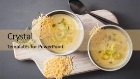  Presentation with leek soup - Colorful theme enhanced with creamy potato and leek soup backdrop and a  colored foreground