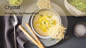 Presentation with leek soup - Slide deck enhanced with creamy potato and leek soup background and a yellow colored foreground