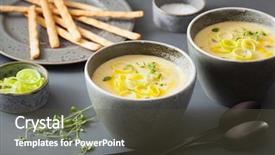  Presentation with leek soup - Amazing slides having creamy potato and leek soup backdrop and a tawny brown colored foreground