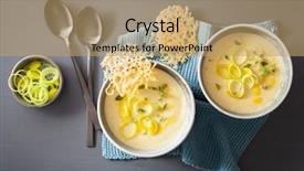  Presentation with leek soup - Amazing theme having creamy potato and leek soup backdrop and a coral colored foreground