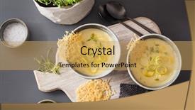  Presentation with leek soup - Cool new PPT layouts with creamy potato and leek soup backdrop and a yellow colored foreground