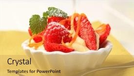  Presentation with pudding - Beautiful presentation theme featuring creamy pudding and fresh fruit backdrop and a yellow colored foreground