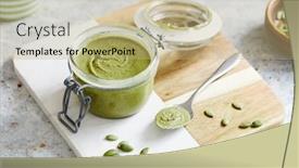  Presentation with soybean seed soy field seeding - Presentation theme having creamy-pumpkin-seed-butter-nut background and a coral colored foreground