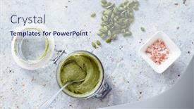  Presentation with nut - Audience pleasing presentation consisting of creamy-pumpkin-seed-butter-nut backdrop and a sky blue colored foreground