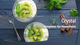  Presentation with kiwi - Cool new theme with creamy rice pudding with kiwi backdrop and a ocean colored foreground