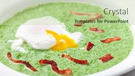  Presentation with spinach - Presentation featuring creamy-spinach-soup-with-poached background and a mint green colored foreground
