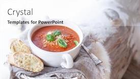 Presentation with soup - PPT theme enhanced with creamy-tomato-soup-with-parmesan background and a cool aqua colored foreground