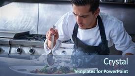  Presentation with recipe - Slides having create - chef preparing octopus recipe background and a ocean colored foreground