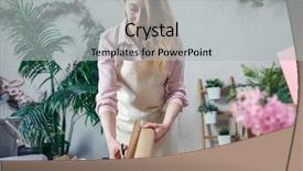  Presentation with female attorney - Presentation theme enhanced with create logo - female florist creating bouquet background and a light gray colored foreground