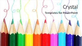  Presentation with create - Slide set consisting of create path - colorful pencils with hand-drawn lines background and a cool aqua colored foreground