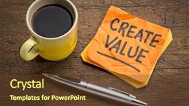  Presentation with coffee cup - Amazing PPT theme having create value reminder or advice backdrop and a tawny brown colored foreground
