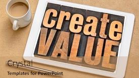  Presentation with business value - Presentation design enhanced with create-value-typography-words background and a coral colored foreground