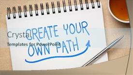  Presentation with career path - Cool new slide set with create-your-own-path-inspirational backdrop and a sky blue colored foreground