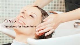  Presentation with salon - Presentation theme having creating hairstyles hairdresser at salon indoor shot background and a lemonade colored foreground