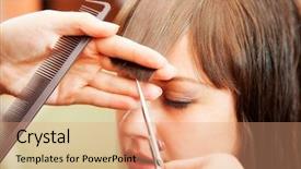  Presentation with salon - Cool new theme with creating hairstyles hairdresser at salon indoor shot backdrop and a coral colored foreground