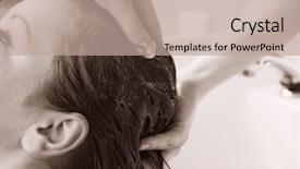  Presentation with salon - PPT theme with hairdresser at salon indoor shot background and a coral colored foreground