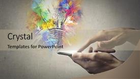  Presentation with education through technology - Beautiful theme featuring creating-ideas-through-technology backdrop and a mint green colored foreground