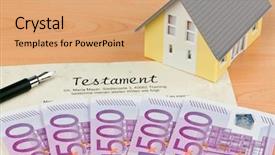  Presentation with wills - Audience pleasing presentation theme consisting of creating legacy - many euro notes and wills backdrop and a coral colored foreground