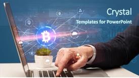  Presentation with global laptop - Amazing PPT layouts having creating value - hand checking on laptop global backdrop and a  colored foreground