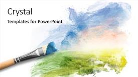  Presentation with brush - Beautiful slide deck featuring creation - painting the spring landscape brush backdrop and a white colored foreground