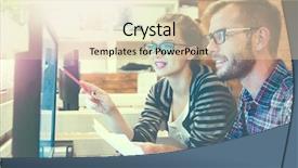  Presentation with business casual - Colorful slide set enhanced with creation - young casual business couple using backdrop and a lemonade colored foreground