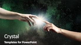  Presentation with fingers - Colorful presentation theme enhanced with creation bible - close up of human hands backdrop and a dark gray colored foreground